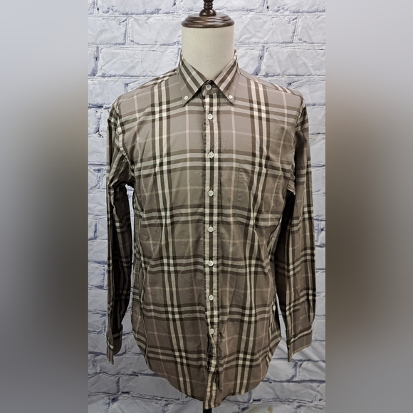 Burberry Other - Burberry Men's Classic Fit Button Down Shirt Brown Check Size Large